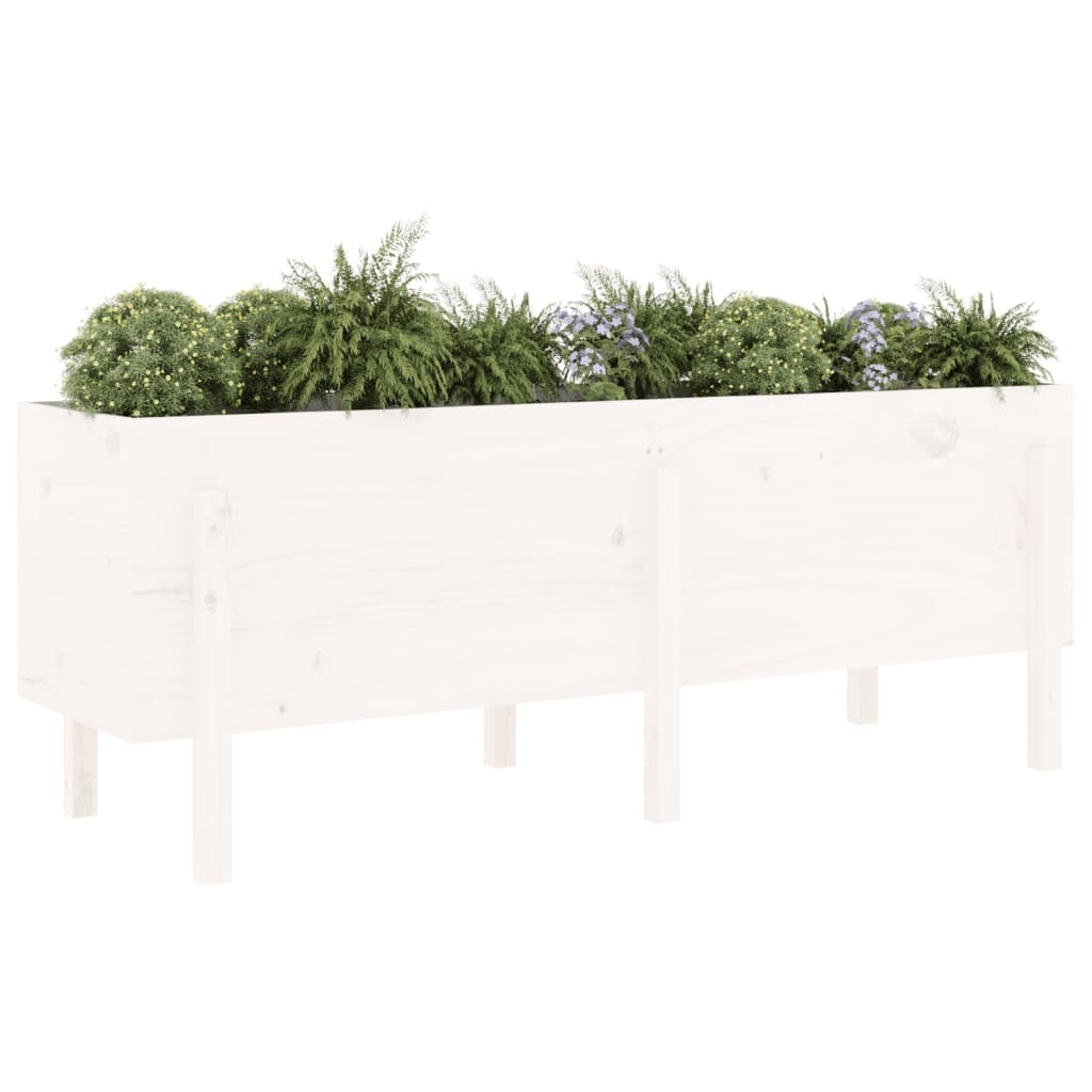 VidaXL Plantenbak verhoogd 160x50x57 cm massief grenenhout wit