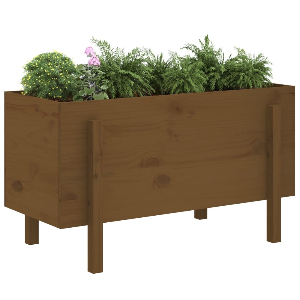 vidaXL Plantenbak verhoogd 101x50x57 cm massief grenenhout honingbruin