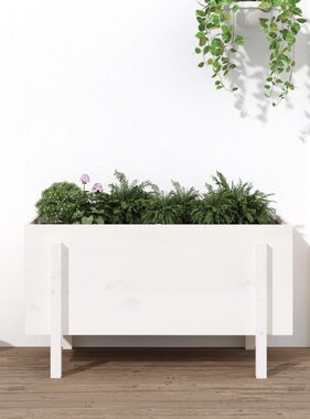 VidaXL Plantenbak verhoogd 101x50x57 cm massief grenenhout wit