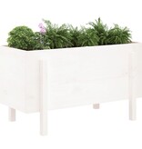 vidaXL Plantenbak verhoogd 101x50x57 cm massief grenenhout wit