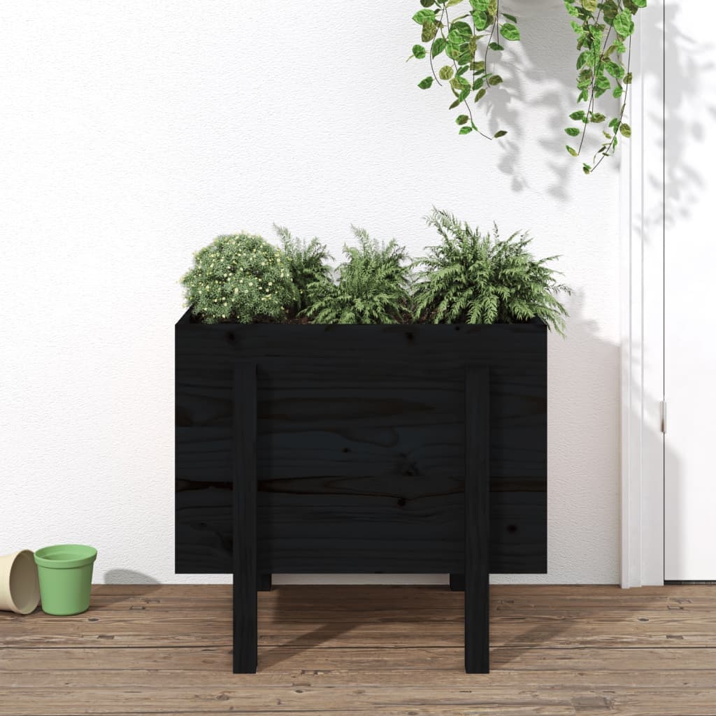VidaXL Plantenbak 62x50x57 cm massief grenenhout zwart