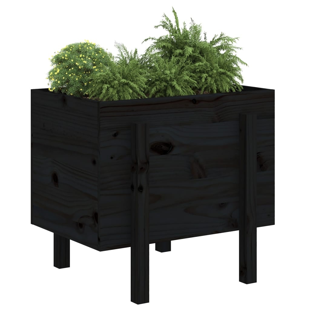 VidaXL Plantenbak 62x50x57 cm massief grenenhout zwart