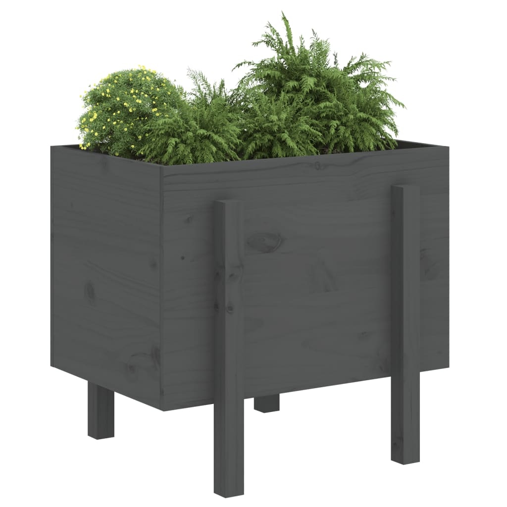 VidaXL Plantenbak 62x50x57 cm massief grenenhout grijs