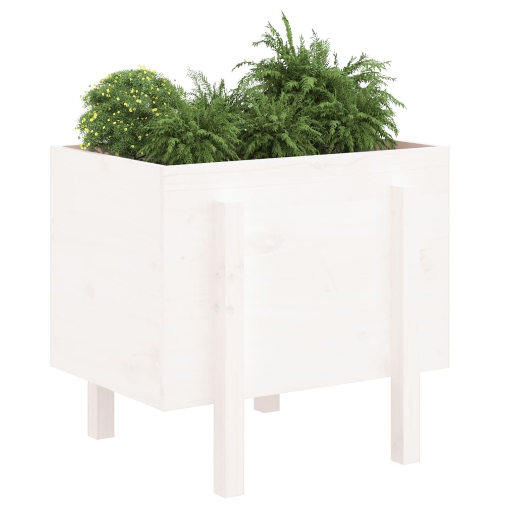 VidaXL Plantenbak 62x50x57 cm massief grenenhout wit