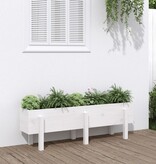 VidaXL Plantenbak verhoogd 121x30x38 cm massief grenenhout wit