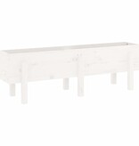 VidaXL Plantenbak verhoogd 121x30x38 cm massief grenenhout wit