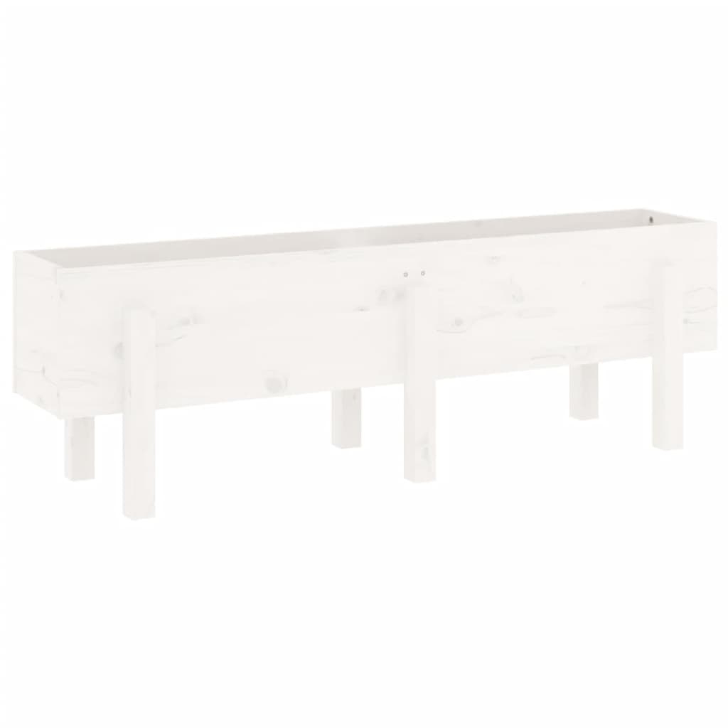 VidaXL Plantenbak verhoogd 121x30x38 cm massief grenenhout wit