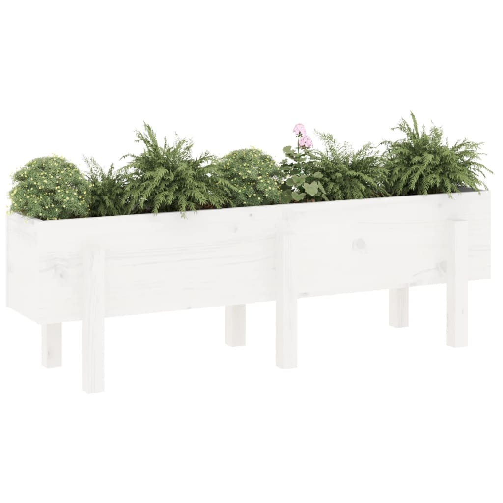 VidaXL Plantenbak verhoogd 121x30x38 cm massief grenenhout wit