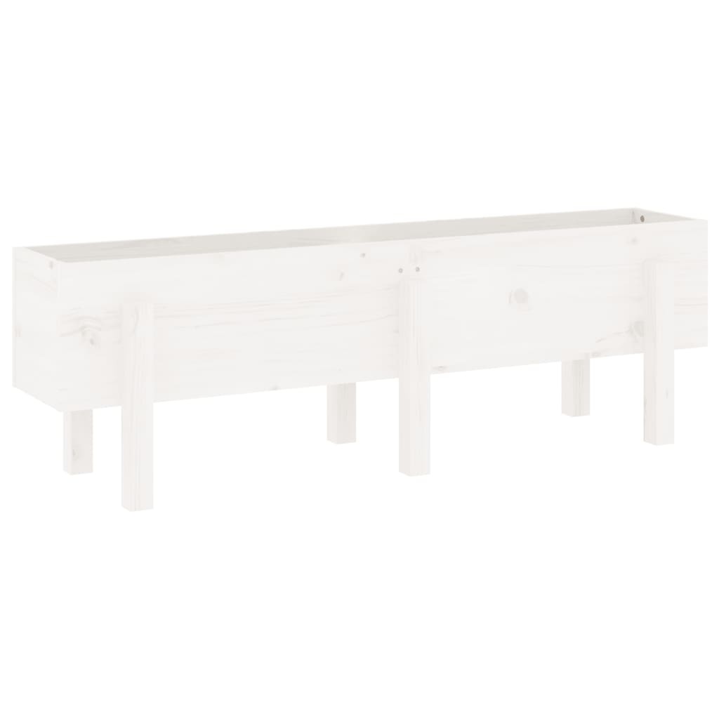 VidaXL Plantenbak verhoogd 121x30x38 cm massief grenenhout wit