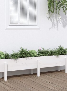 VidaXL Plantenbak verhoogd 160x30x38 cm massief grenenhout wit