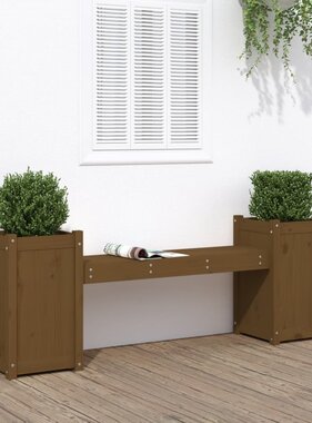 VidaXL Bankje met plantenbakken 180x36x63 cm grenenhout honingbruin