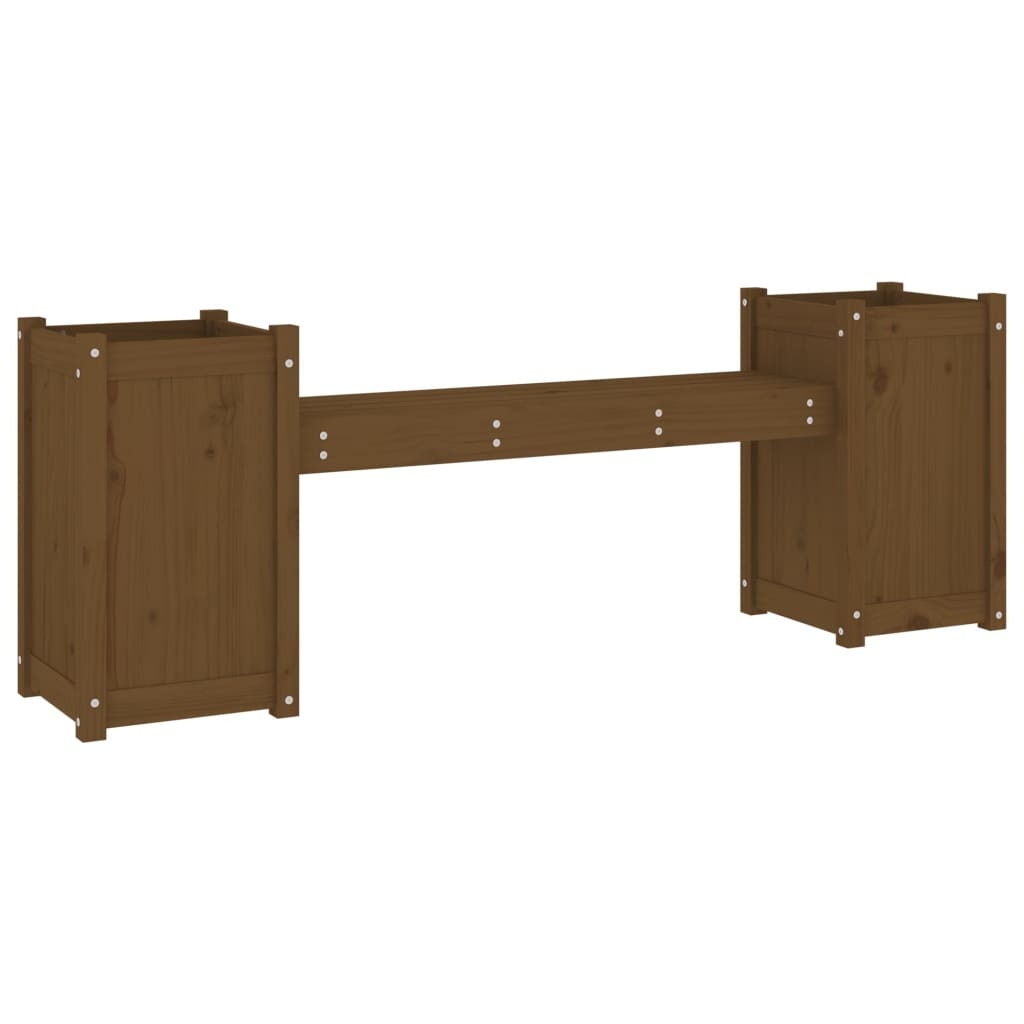 VidaXL Bankje met plantenbakken 180x36x63 cm grenenhout honingbruin