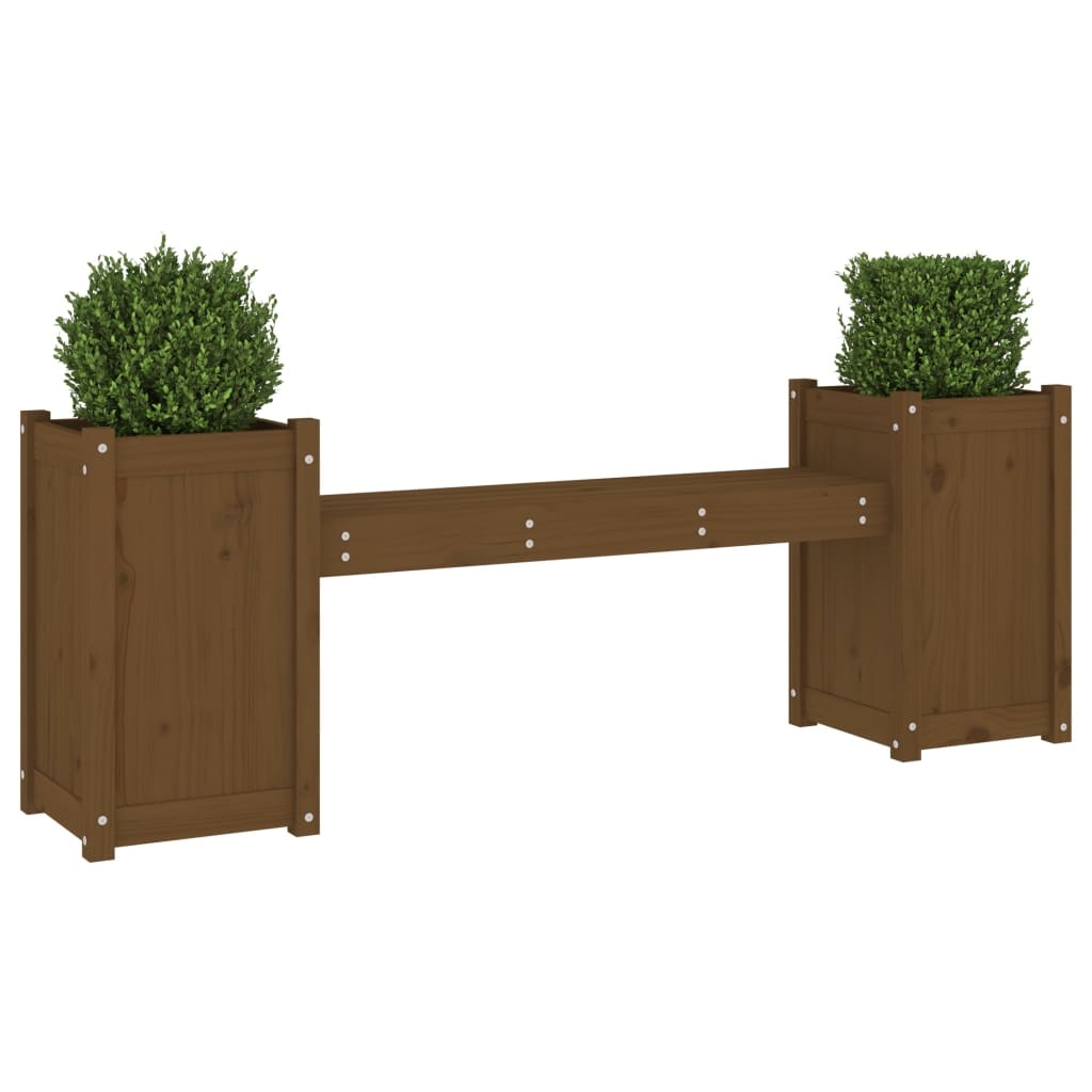 VidaXL Bankje met plantenbakken 180x36x63 cm grenenhout honingbruin