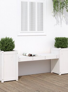 VidaXL Bankje met plantenbakken 180x36x63 cm grenenhout wit