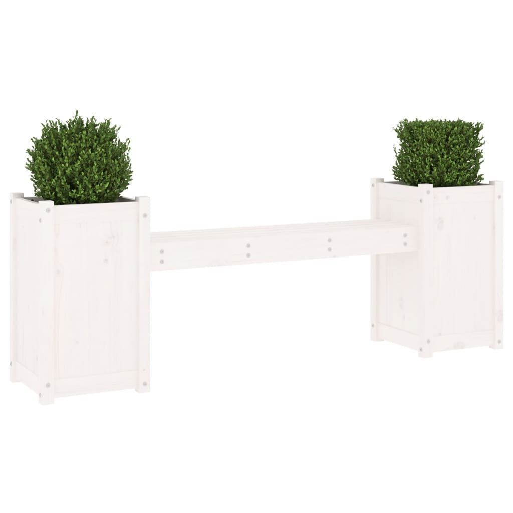 VidaXL Bankje met plantenbakken 180x36x63 cm grenenhout wit