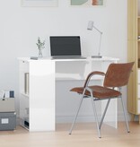 VidaXL Bureau 100x55x75 cm bewerkt hout hoogglans wit