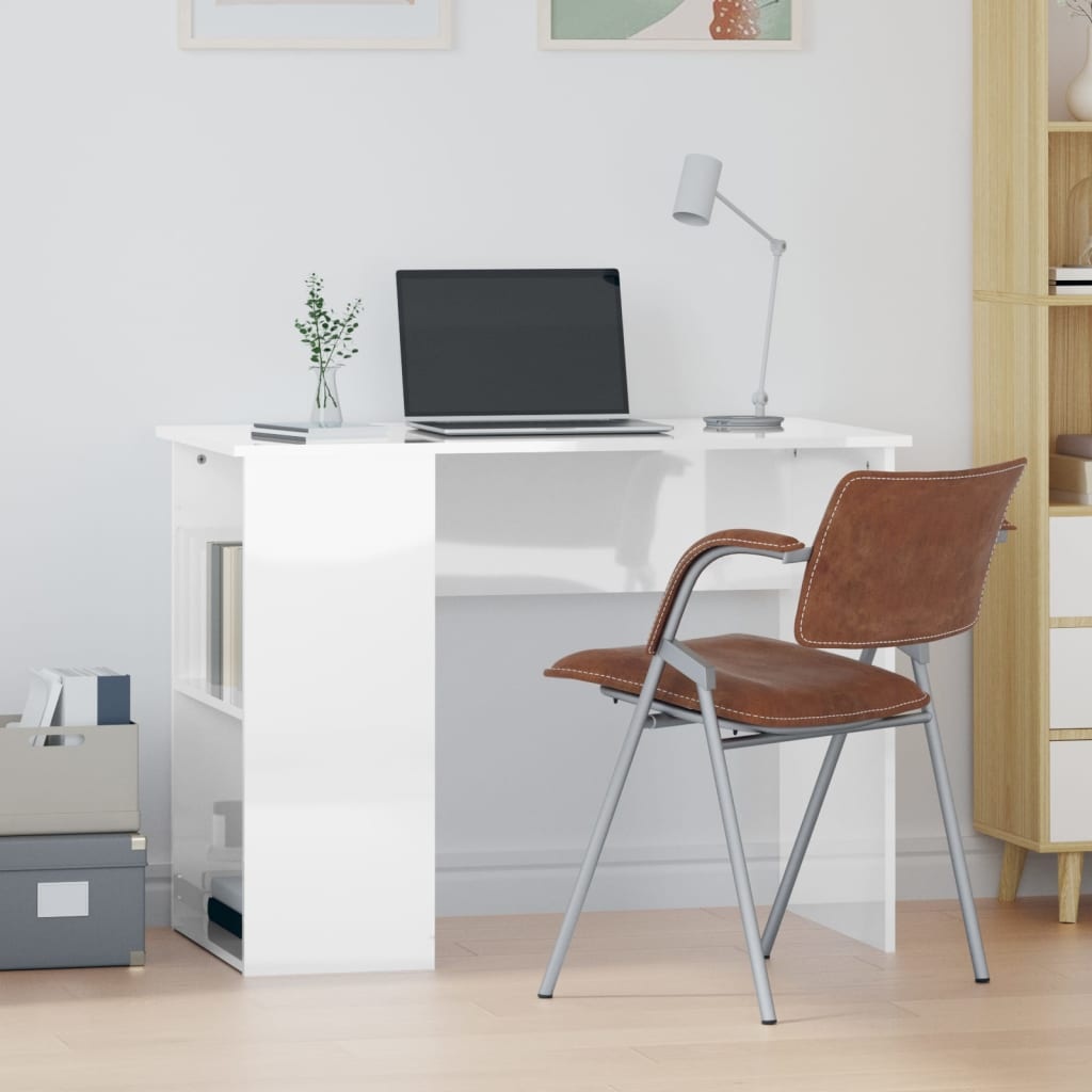 VidaXL Bureau 100x55x75 cm bewerkt hout hoogglans wit