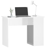 VidaXL Bureau 100x55x75 cm bewerkt hout hoogglans wit