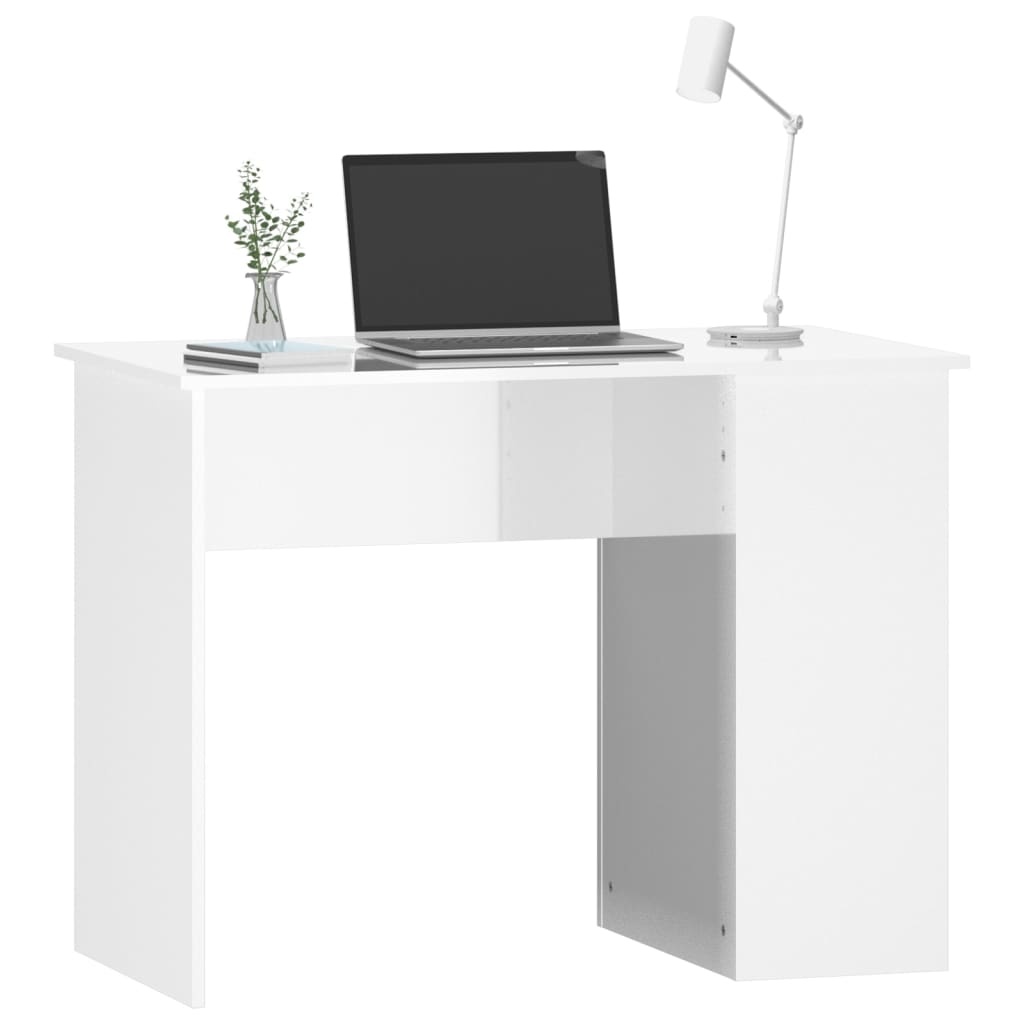 VidaXL Bureau 100x55x75 cm bewerkt hout hoogglans wit