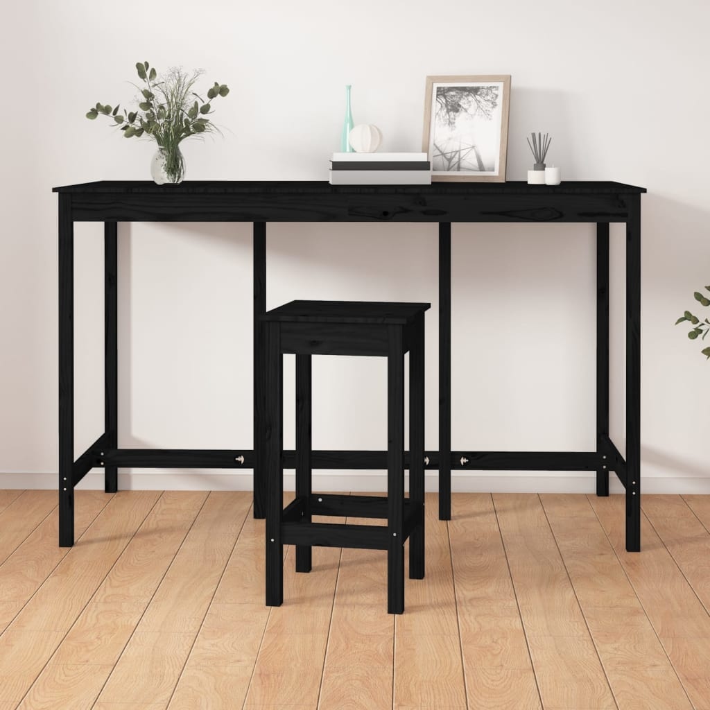 VidaXL Bartafel 180x80x110 cm massief grenenhout zwart
