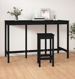 VidaXL Bartafel 180x80x110 cm massief grenenhout zwart