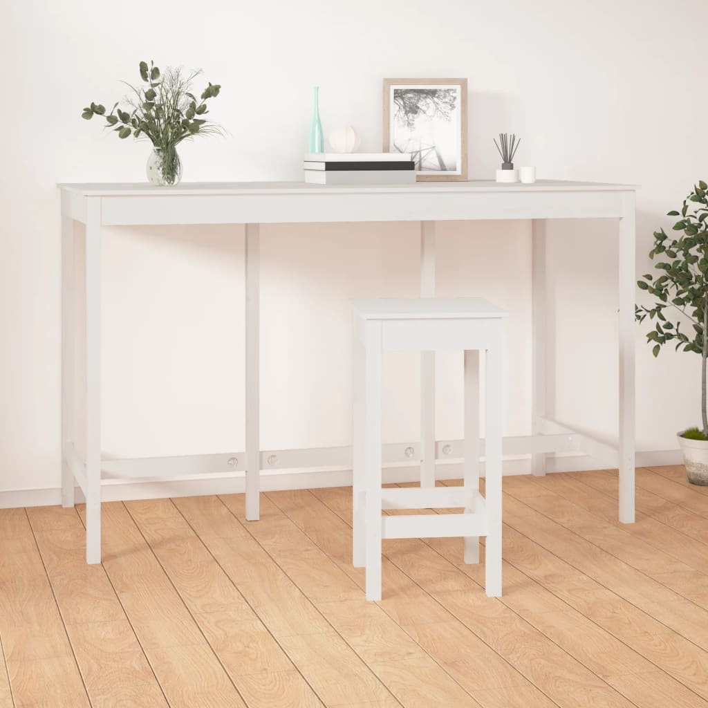 VidaXL Bartafel 180x80x110 cm massief grenenhout wit