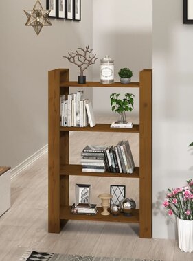 VidaXL Boekenkast/kamerscherm 80x35x125 cm massief hout honingbruin