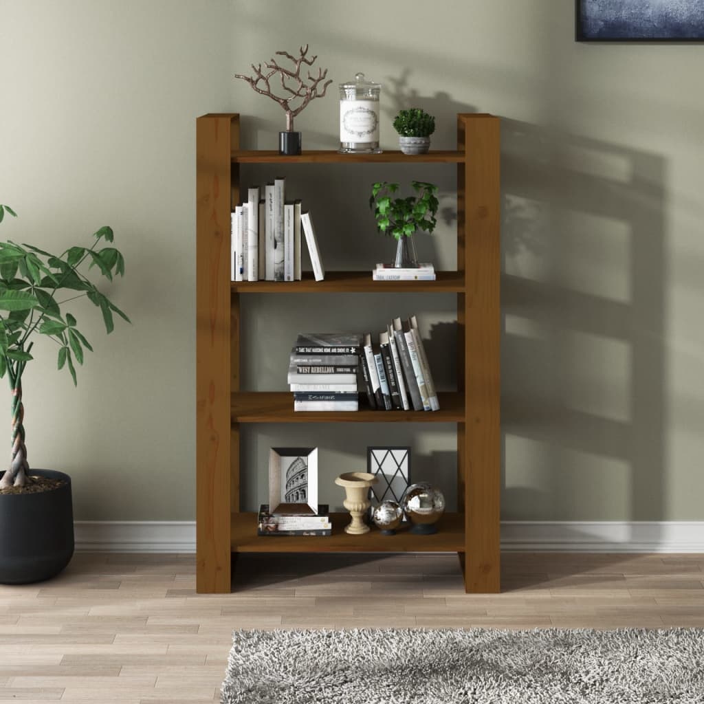 vidaXL Boekenkast/kamerscherm 80x35x125 cm massief hout honingbruin