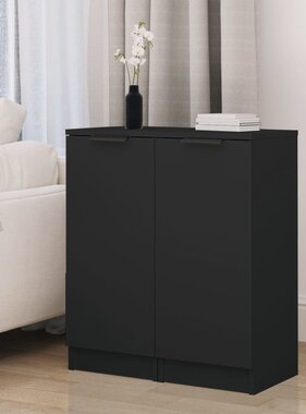 VidaXL Dressoirs 2 st 30x30x70 cm bewerkt hout zwart