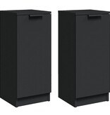 VidaXL Dressoirs 2 st 30x30x70 cm bewerkt hout zwart