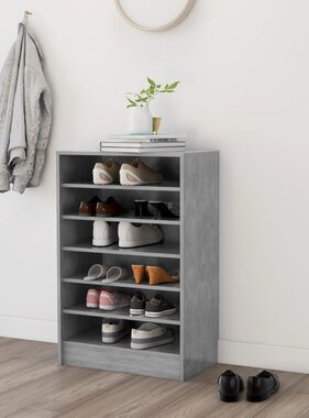 Schoenenkast 60x35x92 cm spaanplaat betongrijs