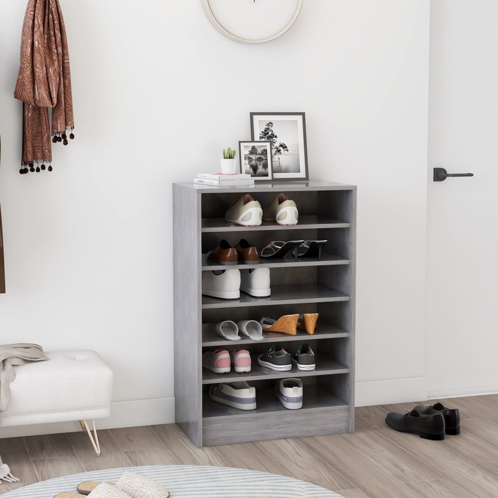 Schoenenkast 60x35x92 cm spaanplaat betongrijs