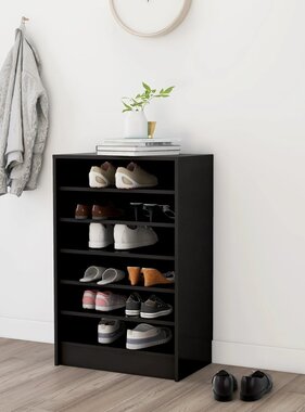 Schoenenkast 60x35x92 cm spaanplaat zwart
