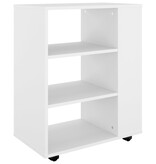 Kast verrijdbaar 60x35x75 cm bewerkt hout wit