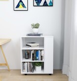 Kast verrijdbaar 60x35x75 cm bewerkt hout wit