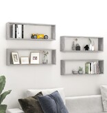 VidaXL Wandschappen kubus 4 st 80x15x26,5 cm spaanplaat betongrijs