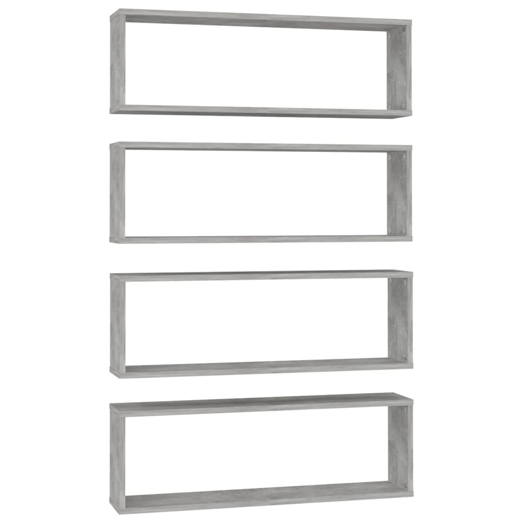VidaXL Wandschappen kubus 4 st 80x15x26,5 cm spaanplaat betongrijs