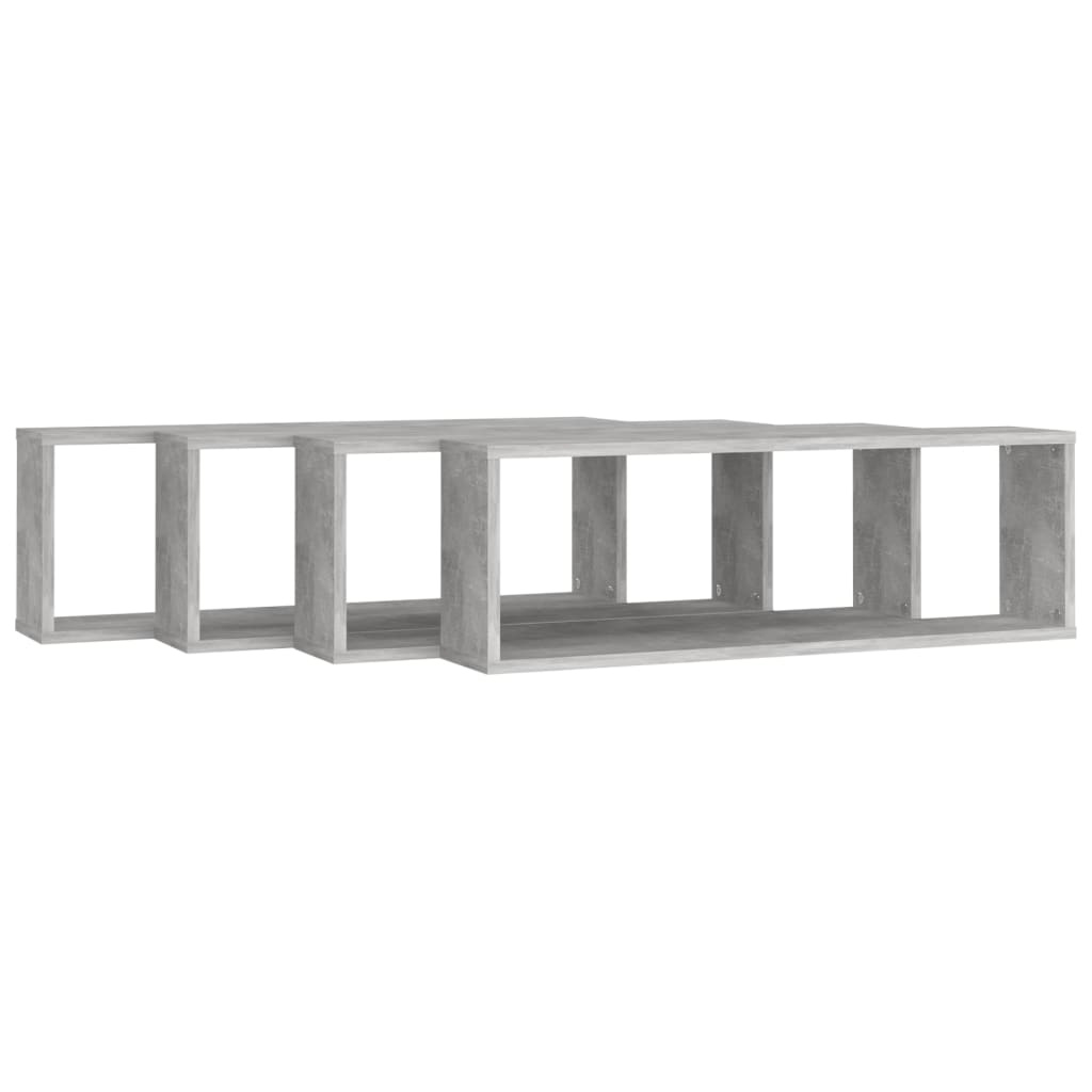 VidaXL Wandschappen kubus 4 st 80x15x26,5 cm spaanplaat betongrijs