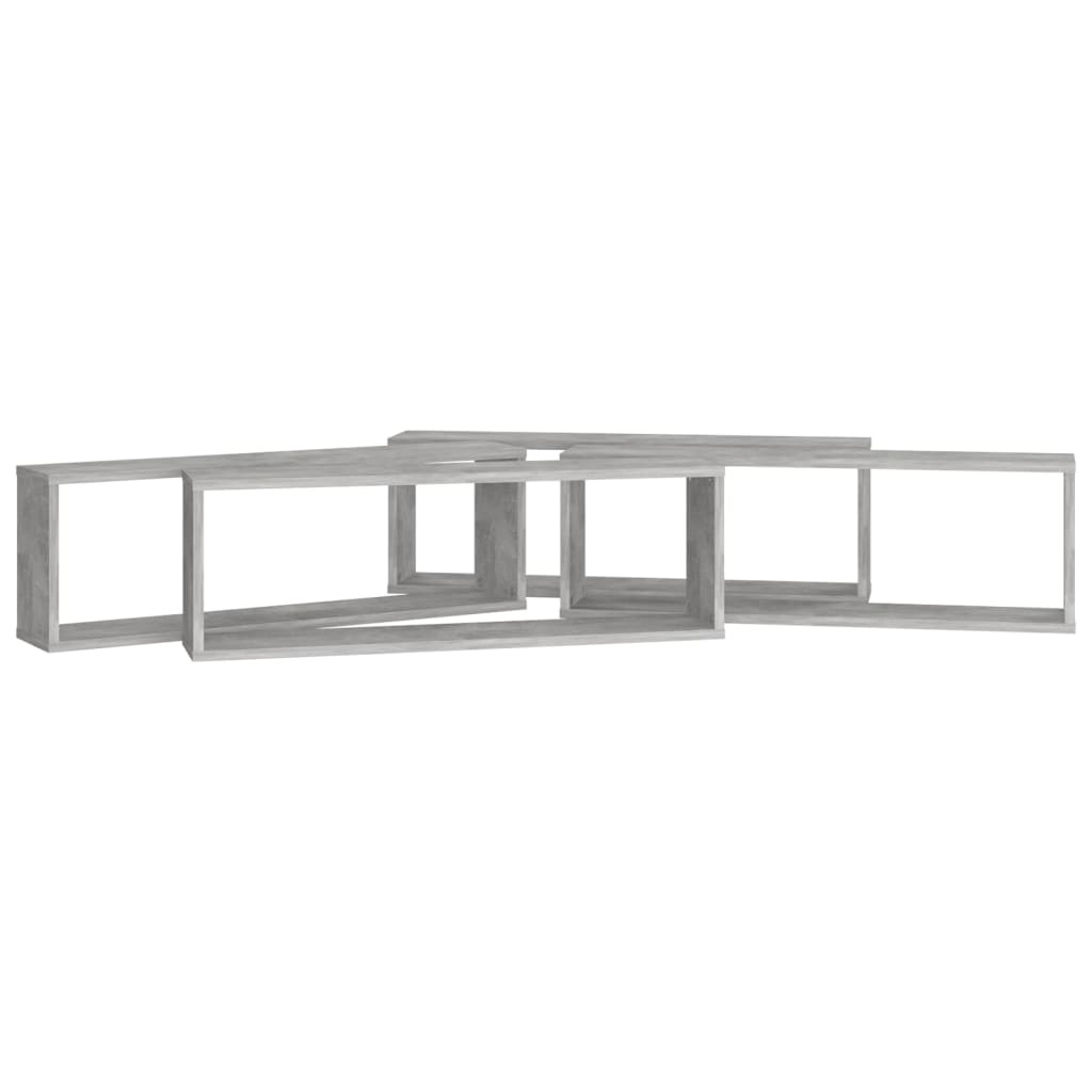 VidaXL Wandschappen kubus 4 st 80x15x26,5 cm spaanplaat betongrijs