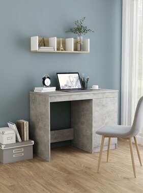 VidaXL Bureau 100x50x76 cm bewerkt hout betongrijs