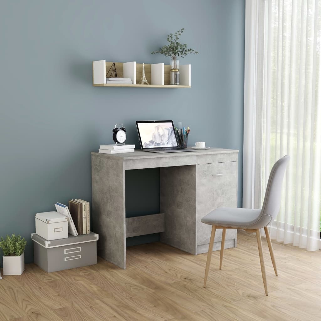 VidaXL Bureau 100x50x76 cm bewerkt hout betongrijs