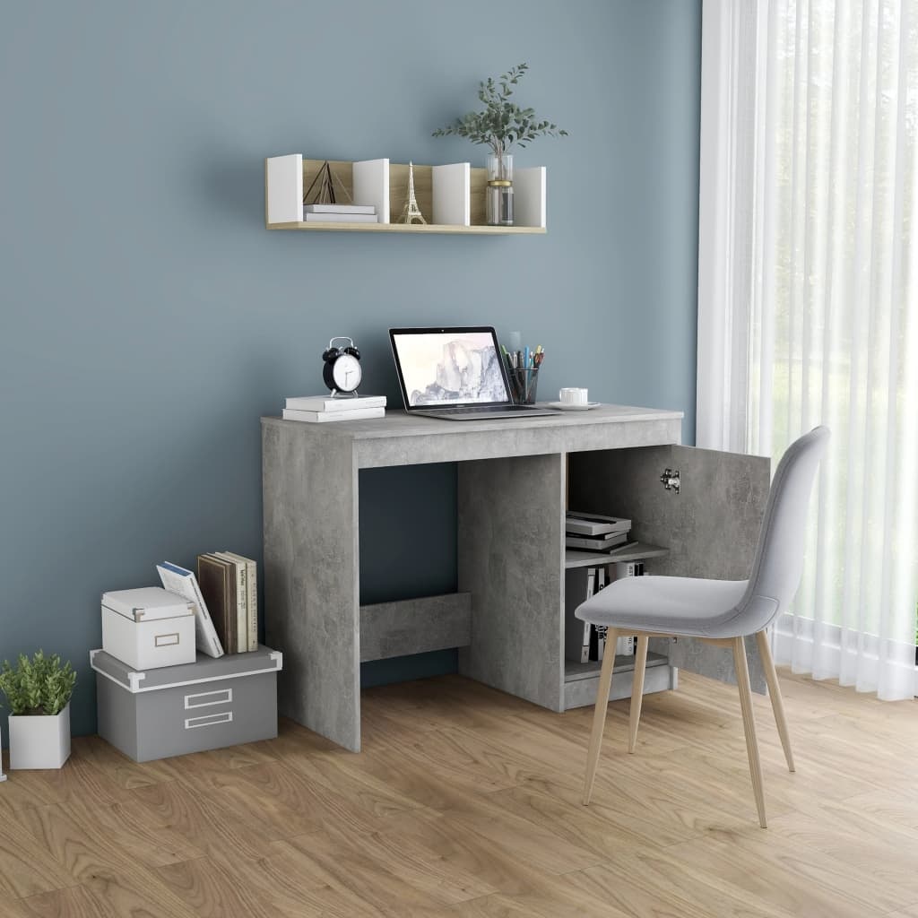 VidaXL Bureau 100x50x76 cm bewerkt hout betongrijs