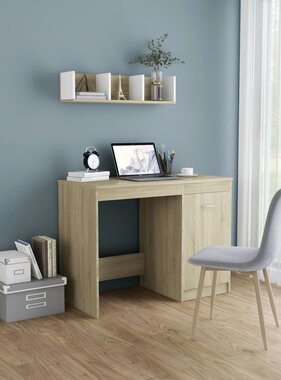 VidaXL Bureau 100x50x76 cm bewerkt hout sonoma eikenkleurig