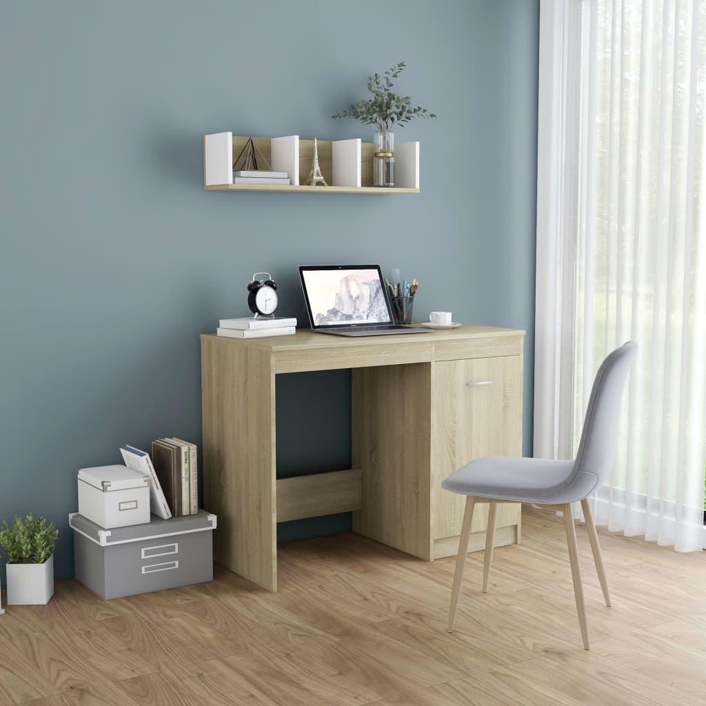 VidaXL Bureau 100x50x76 cm bewerkt hout sonoma eikenkleurig