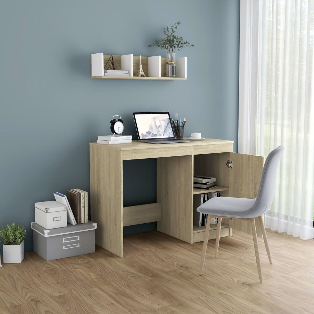 VidaXL Bureau 100x50x76 cm bewerkt hout sonoma eikenkleurig