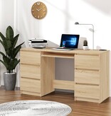 Schrijftafel 140x50x77 cm bewerkt hout sonoma eikenkleurig