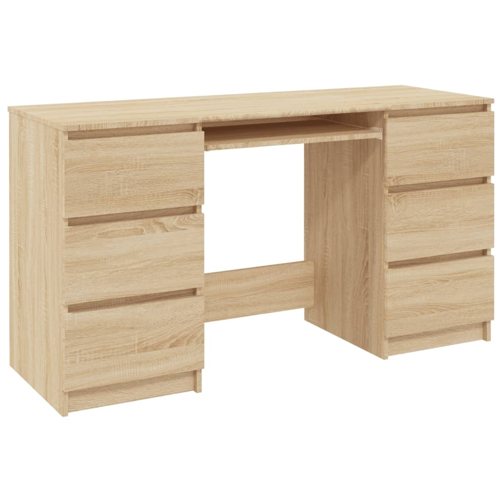 Schrijftafel 140x50x77 cm bewerkt hout sonoma eikenkleurig