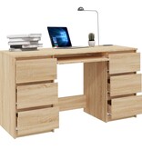 Schrijftafel 140x50x77 cm bewerkt hout sonoma eikenkleurig