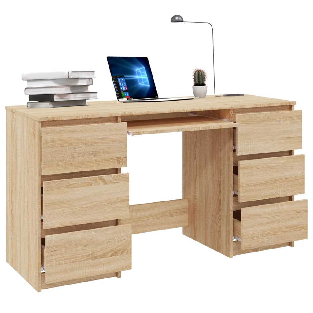 Schrijftafel 140x50x77 cm bewerkt hout sonoma eikenkleurig