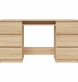 Schrijftafel 140x50x77 cm bewerkt hout sonoma eikenkleurig